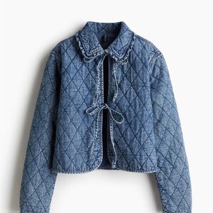 H&M Blue Quilted Jean Jacket with Cropped Fit